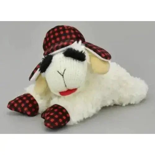 Multipet Lamb Chop w/ Buffalo Plaid Trapper Hat Dog Toy 10.5" - Talis Us