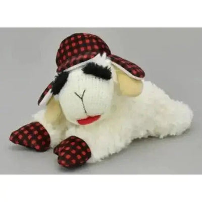 Multipet Lamb Chop w/ Buffalo Plaid Trapper Hat Dog Toy 10.5" - Talis Us