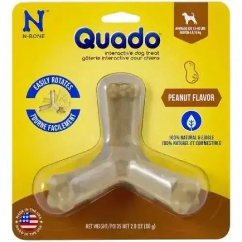 N-Bone Quado Interactive Dog Treat - Peanut Flavor N-Bone