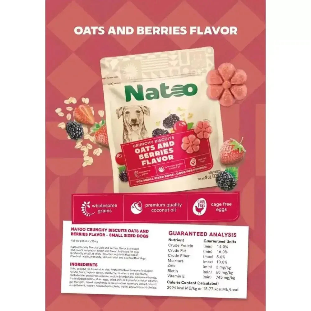 Natoo Biscuits Oats and Berries Flavor Dog Recipe 8 - oz - Talis Us
