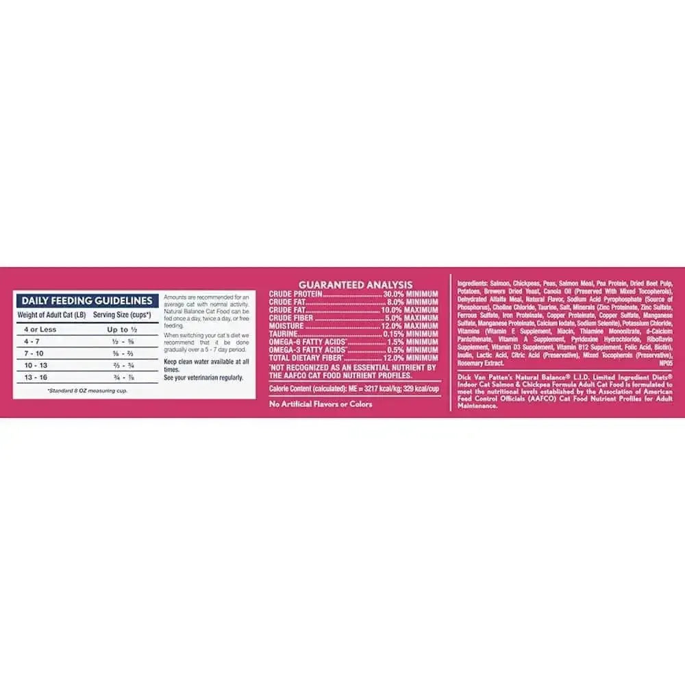 Natural Balance Pet Foods L.I.D Indoor Salmon & Chickpea Formula Cat Food Natural Balance CPD