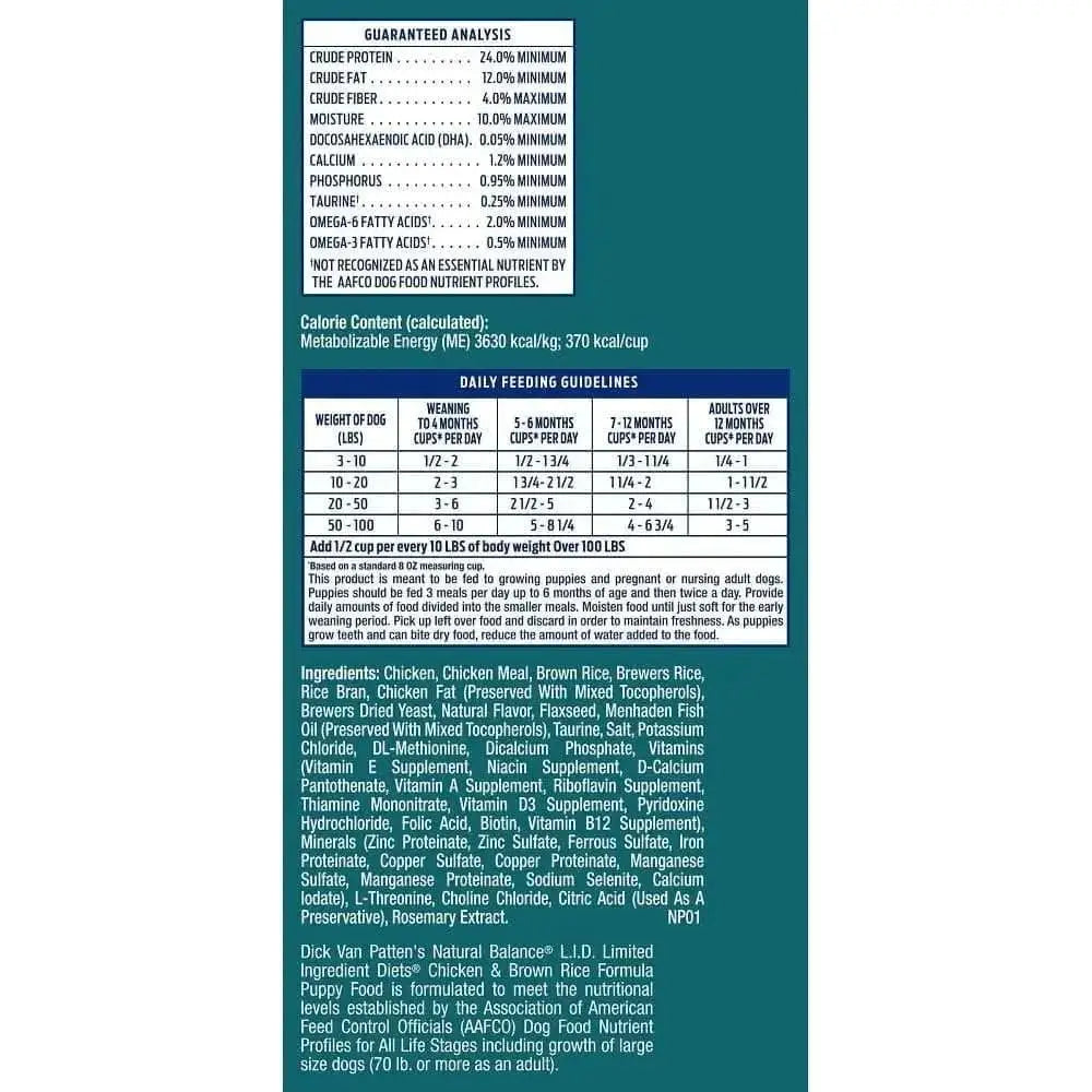 Natural Balance Pet Foods LID Chicken and Brown Rice Puppy Dry Dog Food Natural Balance CPD