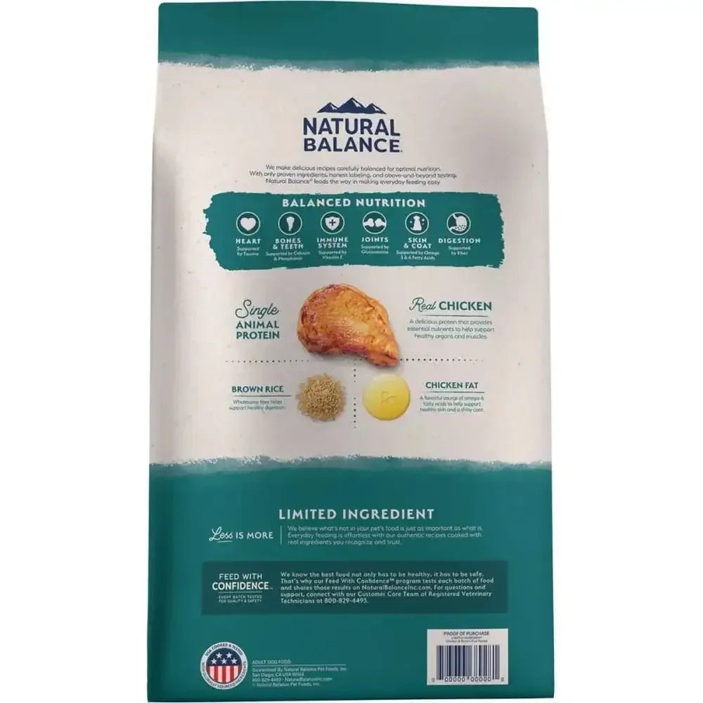 Natural Balance Pet Foods L.I.D Dry Dog Food Chicken & Brown Rice, - Talis Us
