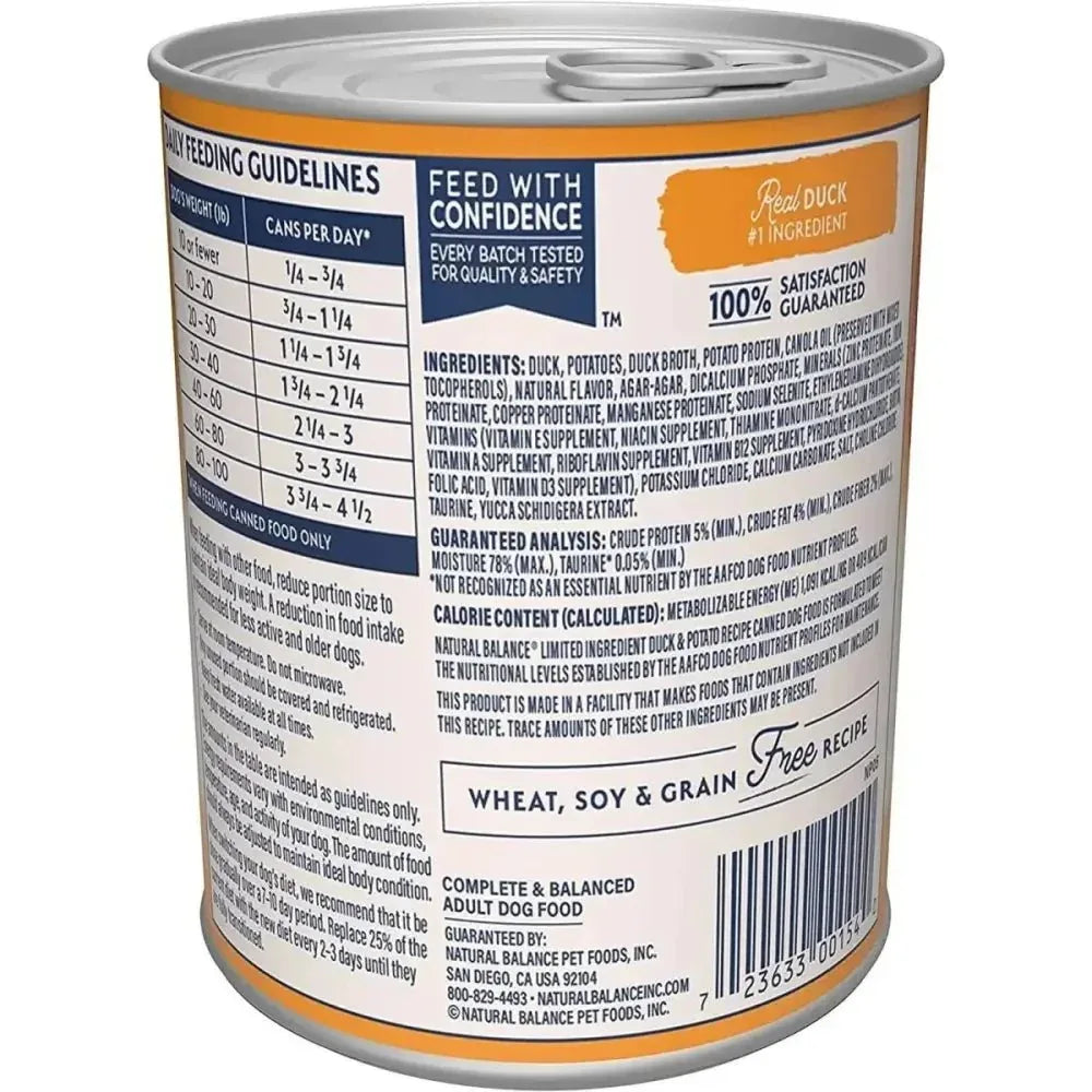 Natural Balance Pet Foods L.I.D. Duck & Potato Wet Dog Food 12ea/13.2 oz - Talis Us