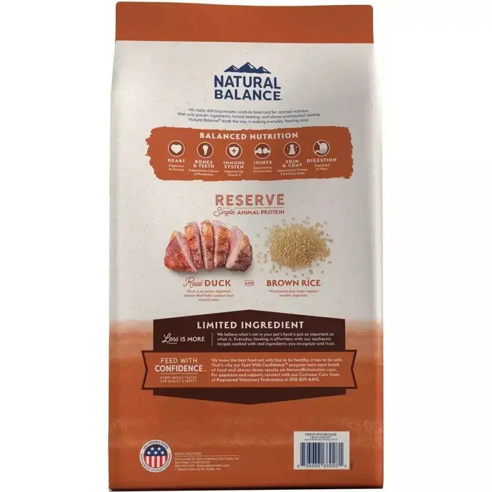 Natural Balance Pet Foods L.I.D Reserve Dry Dog Food Duck & Brown Rice - Talis Us