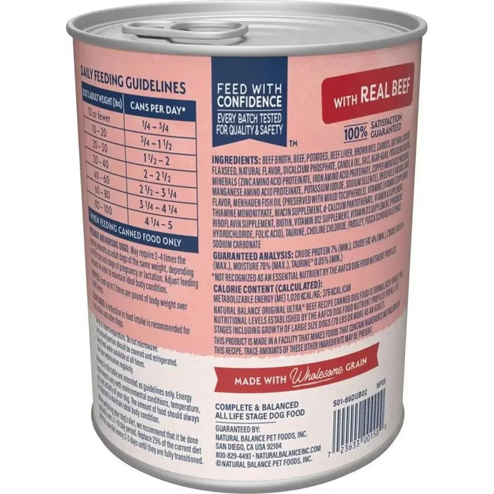 Natural Balance Pet Foods Ultra Premium Beef Wet Dog Food 12ea/13 oz - Talis Us