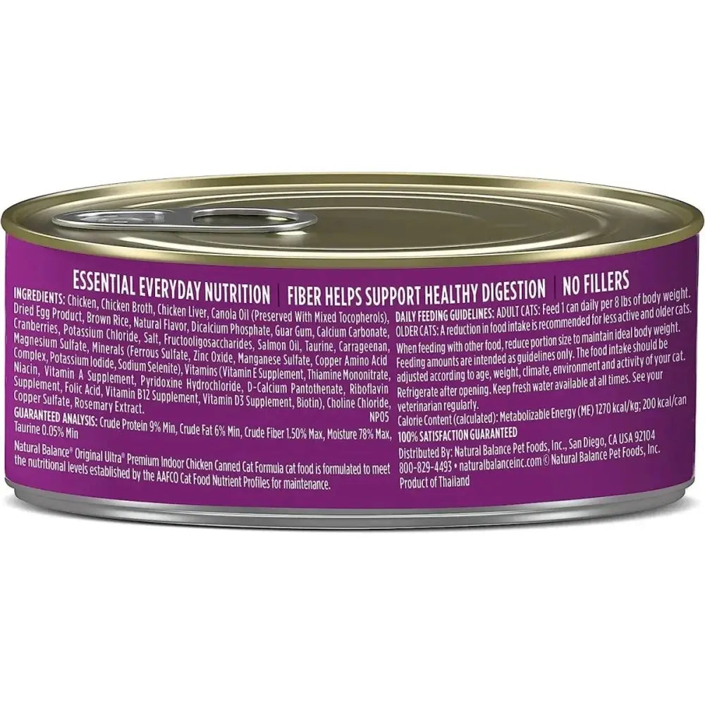Natural Balance Pet Foods Ultra Premium Chicken Indoor Wet Cat Food 24ea/5.5 oz - Talis Us