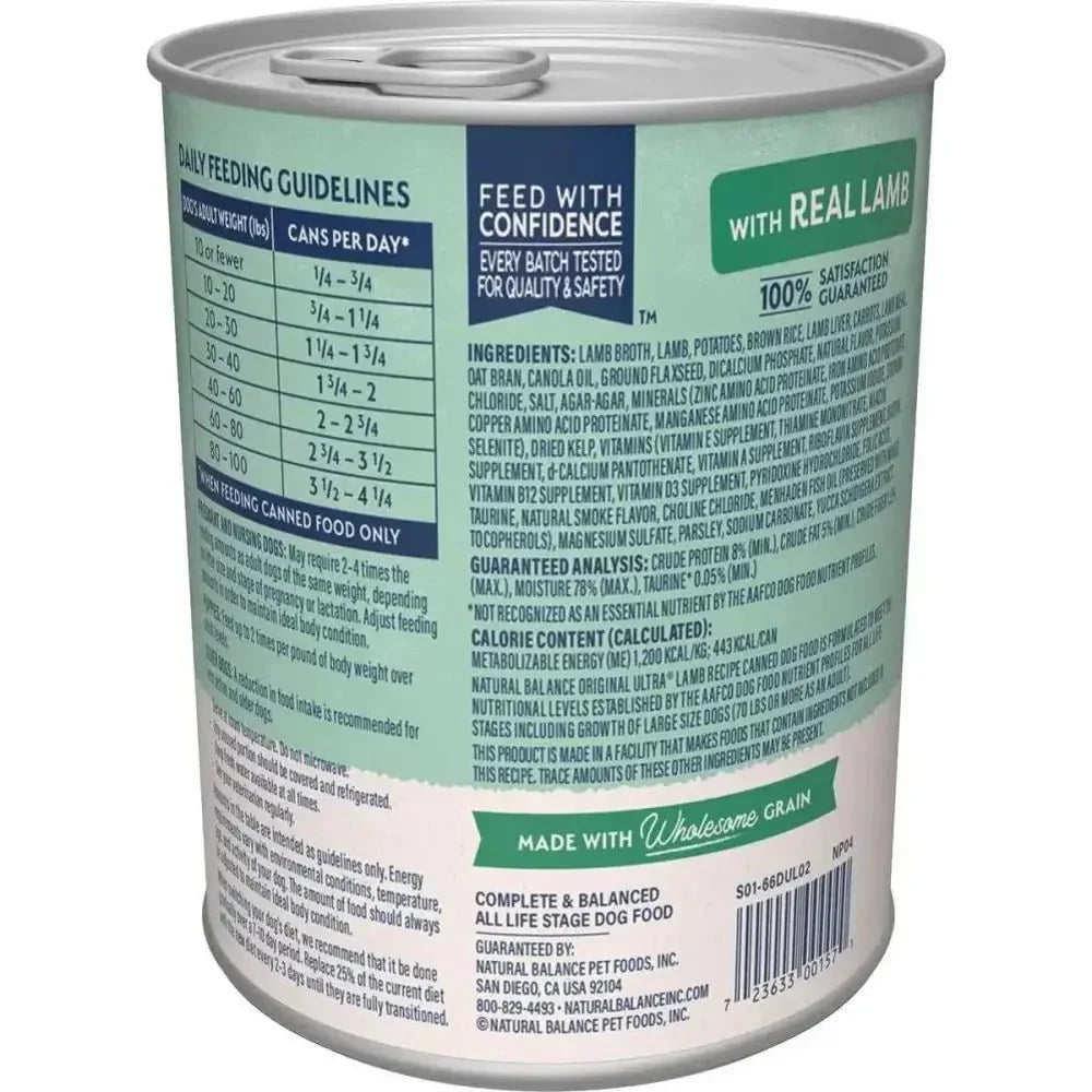 Natural Balance Pet Foods Ultra Premium Lamb Wet Dog Food 12ea/13 oz - Talis Us