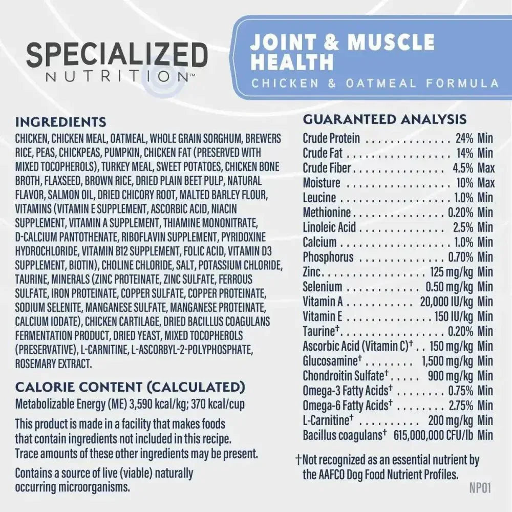 Natural Balance Specialized Nutrition Joint & Muscle Health Chicken & Oatmeal Dry Dog Food - Talis Us