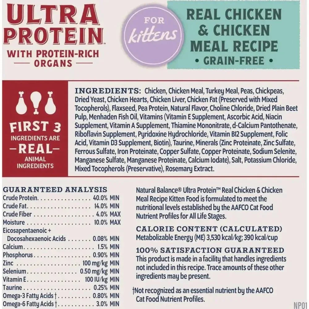 Natural Balance Ultra Protein Chicken Meal Recipe Kitten Dry Cat Food - Talis Us