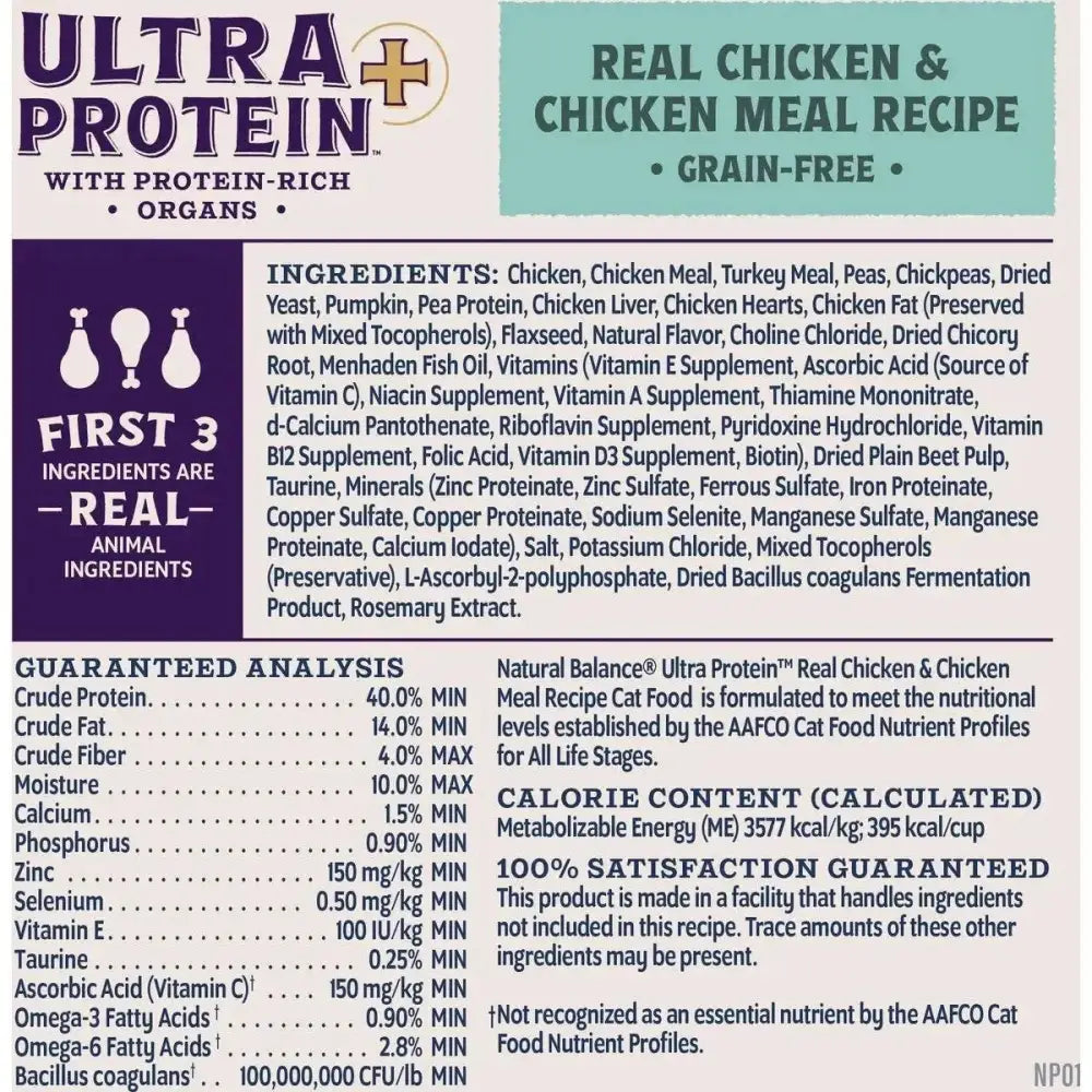 Natural Balance Ultra Protein Plus Immune & Digestive Health Chicken Meal Dry Cat Food - Talis Us