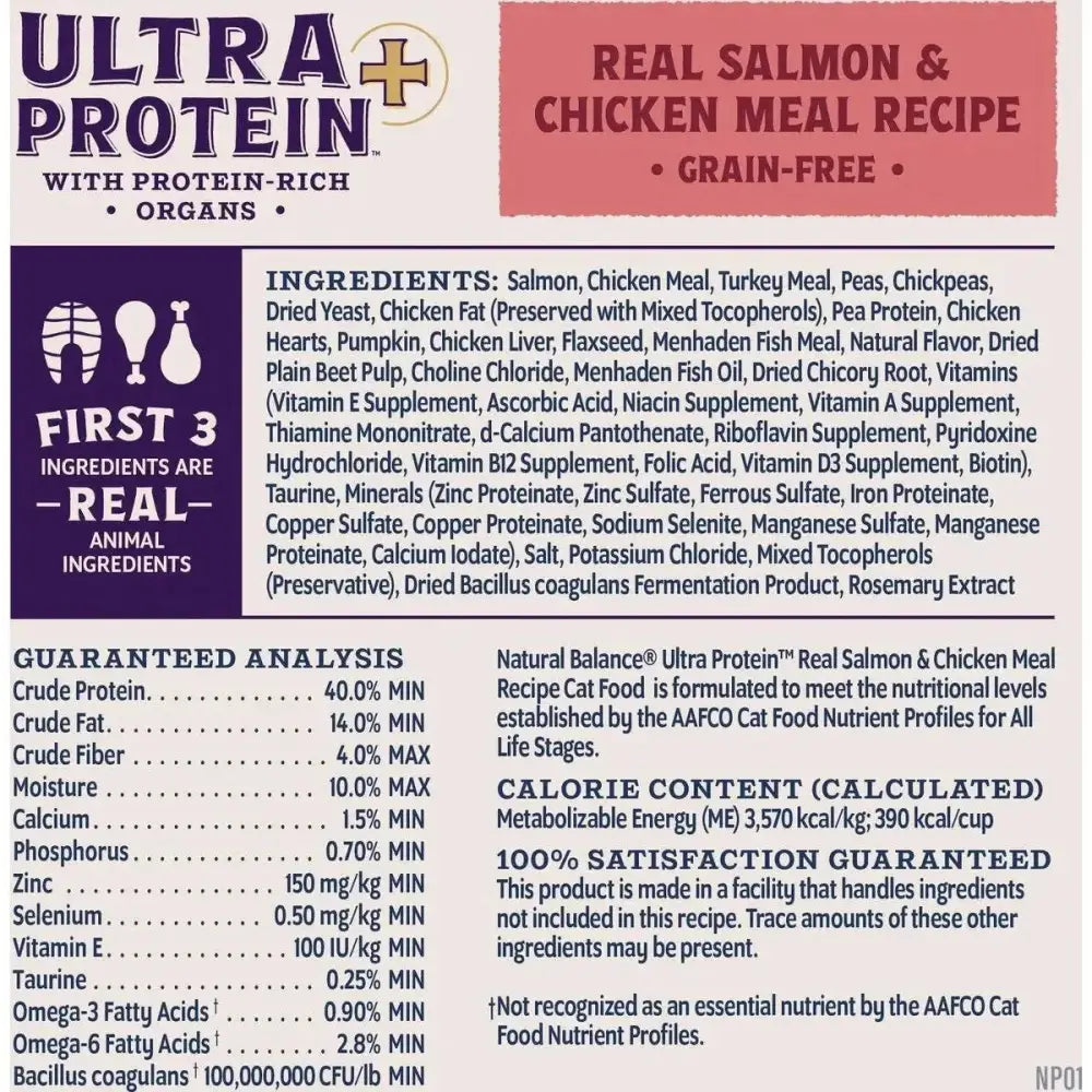Natural Balance Ultra Protein Plus Skin/Coat/Digestive Health Salmon & Chicken Meal Dry Cat Food - Talis Us