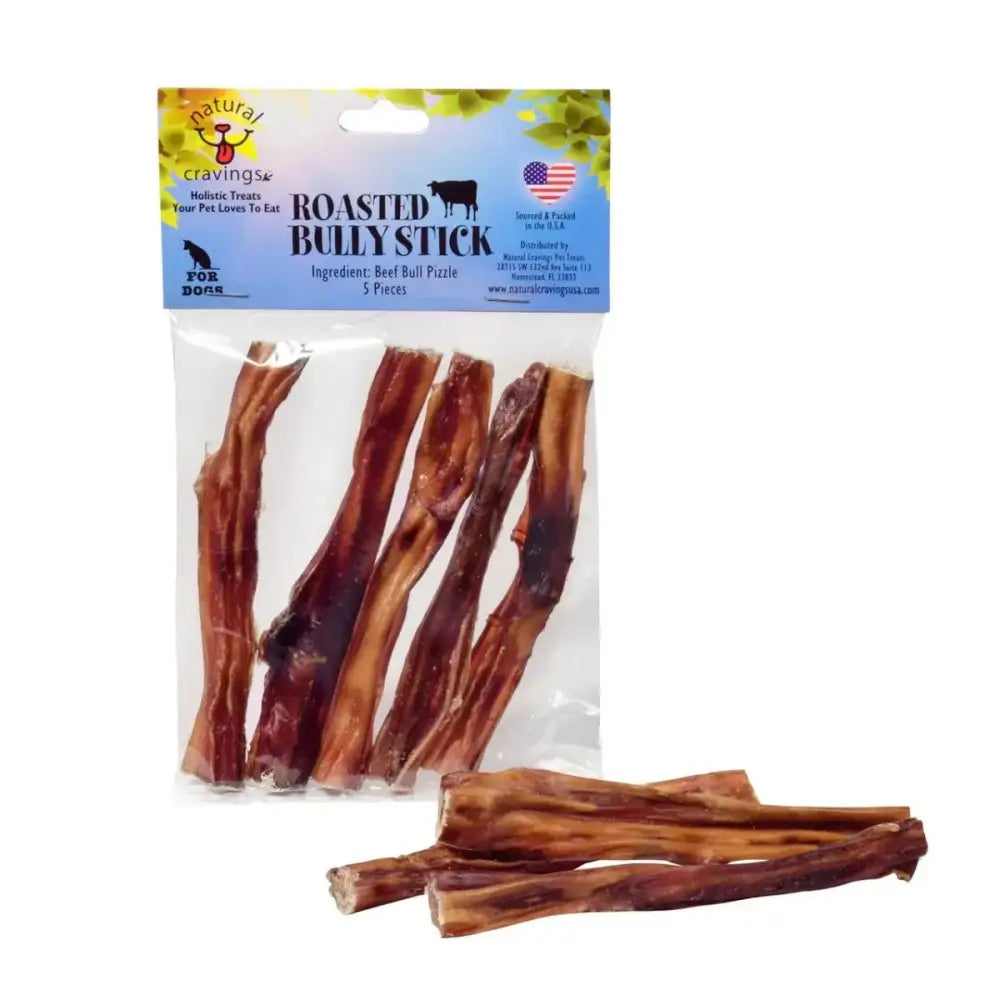 Natural Cravings USA 5" Standard Steer Bully Sticks Dog Chew Treat Each 5 Pack - Talis Us
