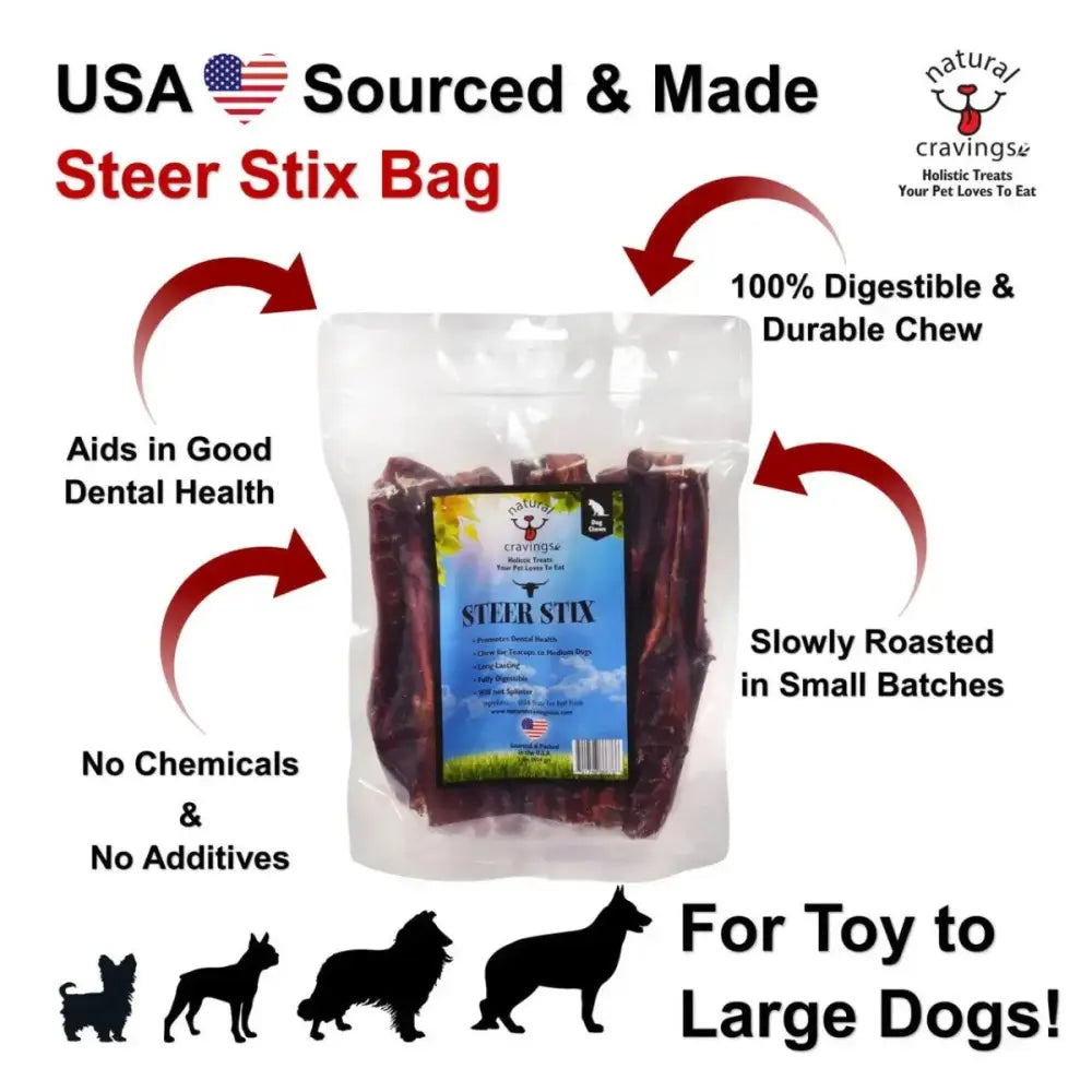 Natural Cravings USA Beef Bully Steer Stix Dog Chew Treat 12 oz - Talis Us