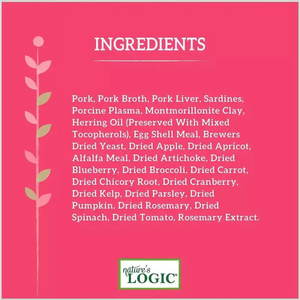 Nature's Logic Canine Pork Feast Grain-Free Canned Dog Food 13.2 oz Case of 12 Nature's Logic