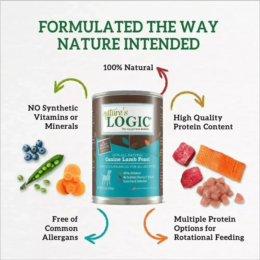 Nature's Logic Lamb Feast Grain - Free Canned Dog Food 13.2 oz case of 12 - Talis Us