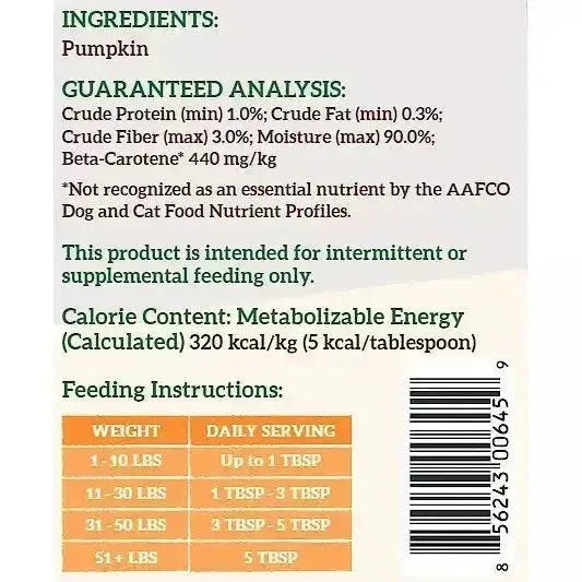 Nature's Logic Pumpkin Purée Dog & Cat Food Supplemen 15oz Case of 12 - Talis Us
