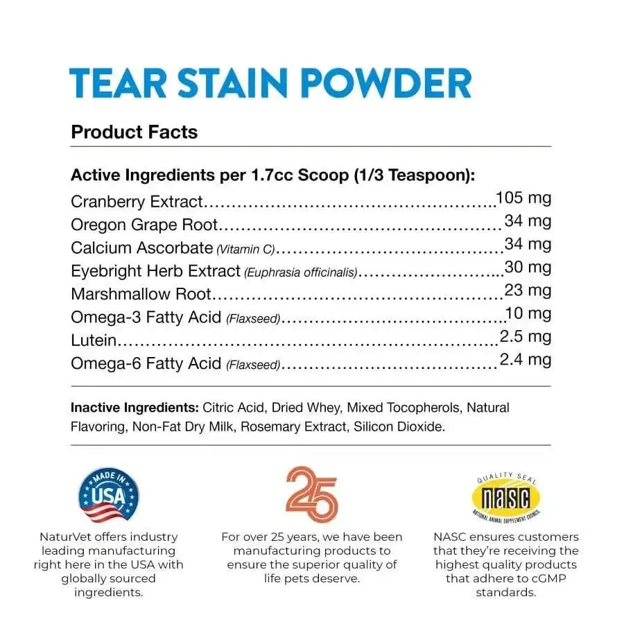 Naturvet® Tear Stain Plus Lutein Supplement Powder for Dogs & Cats 200 Gm Naturvet®