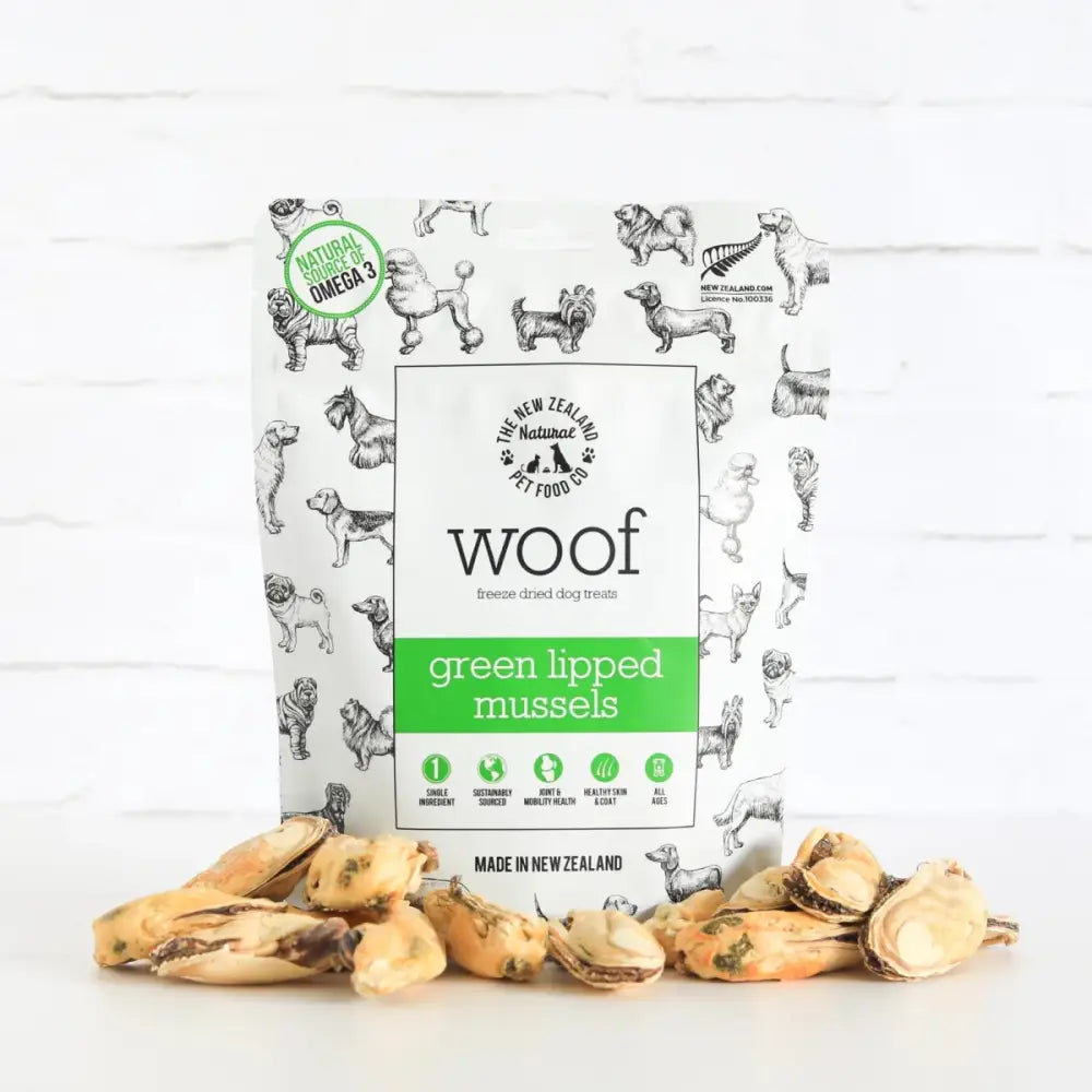 The New Zealand Natural Pet Food Co Woof Green Mussel Dog Treats 1.76oz - Talis Us