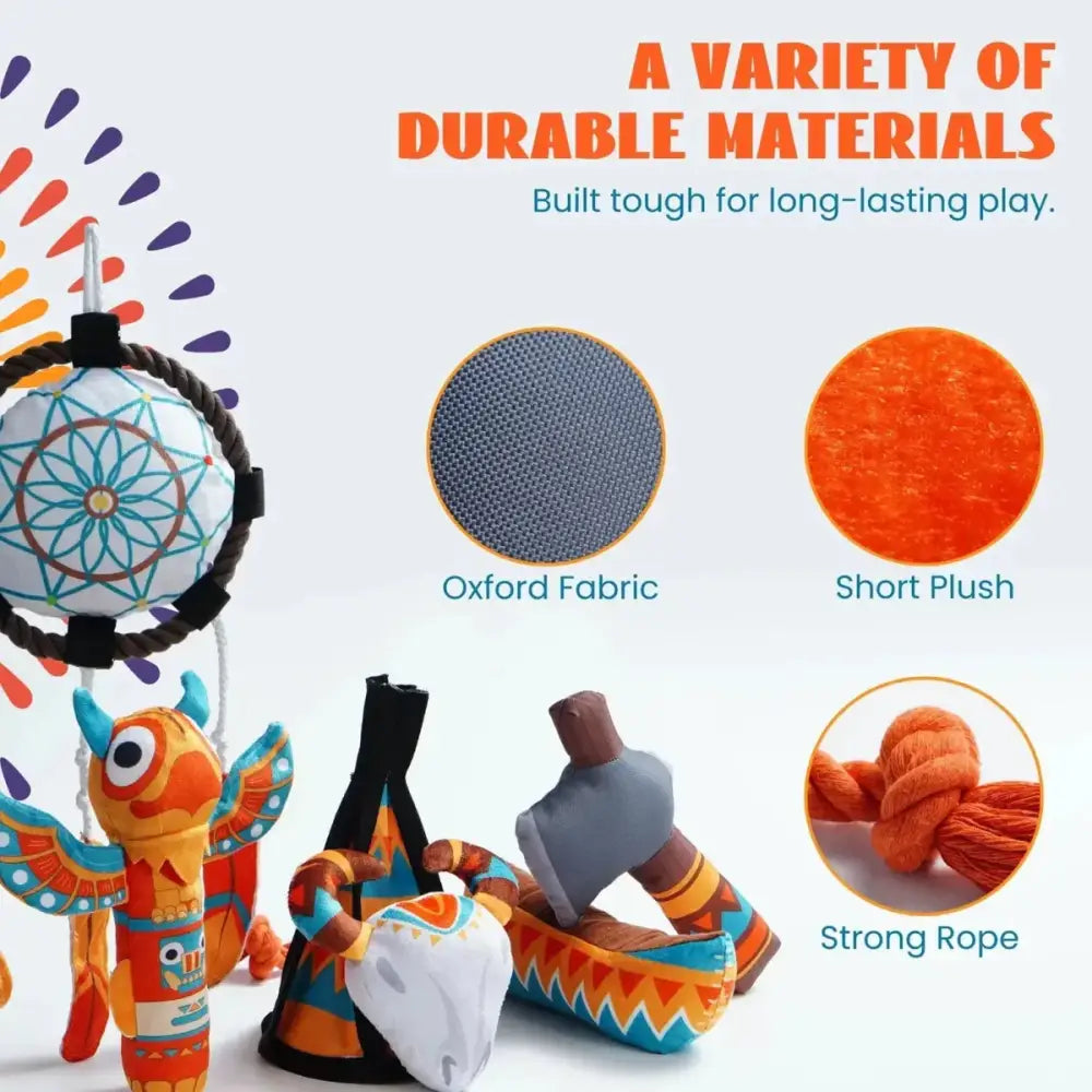 Nocciola Native Adventure 6 - in - 1 Squeaky Dog Toy Set - Talis Us