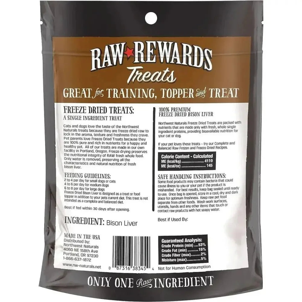 Northwest Naturals Bison Liver Freeze - Dried Treats for Dogs and Cats 3oz - Talis Us