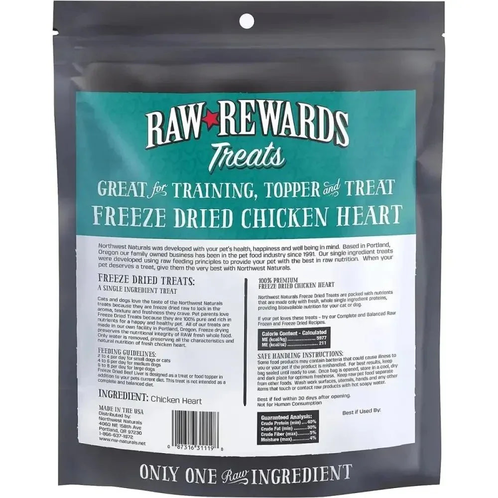 Northwest Naturals Chicken Heart Freeze - Dried Treats for Dogs and Cats - Talis Us