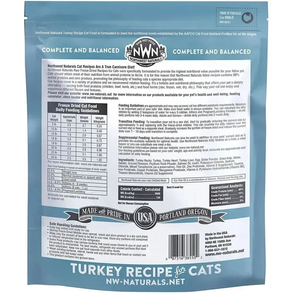 Northwest Naturals Freeze Dried Cats Nibbles Turkey Cat Food 11 oz - Talis Us
