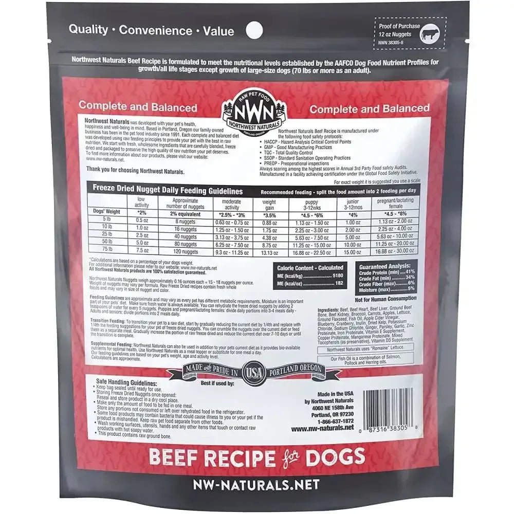 Northwest Naturals Freeze Dried Raw Diet for Dogs Beef Nuggets Dog Food - Talis Us