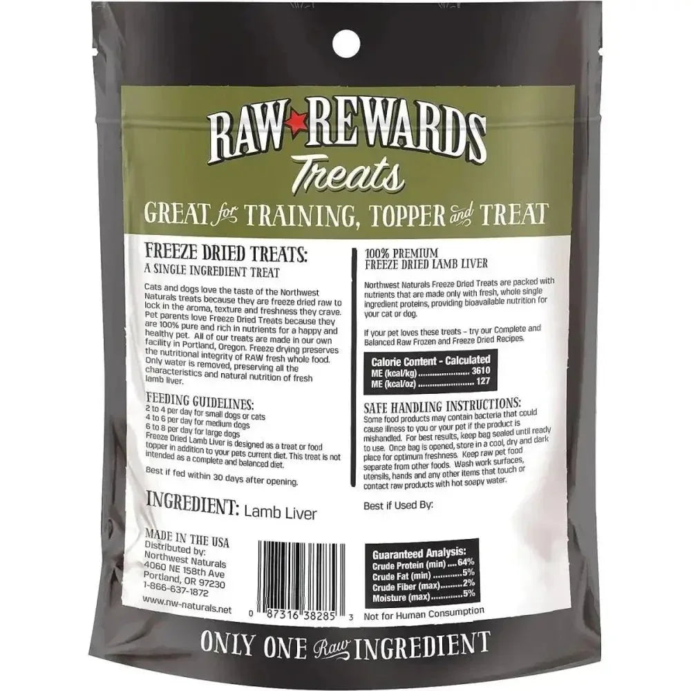 Northwest Naturals Lamb Liver Freeze - Dried Treats for Dogs and Cats 3oz - Talis Us