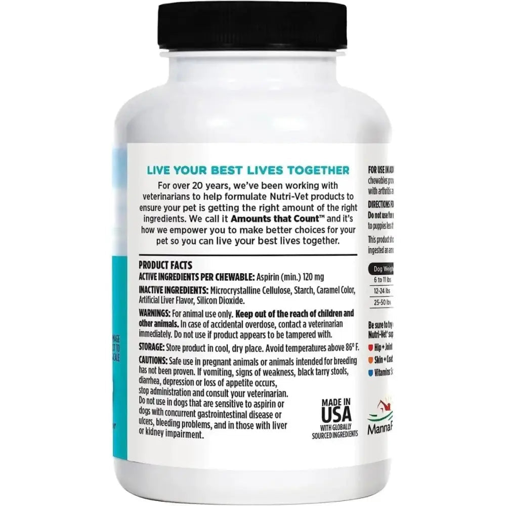 Nutri - Vet K9 Aspirin Liver Chewables Small Dogs 100 ct - Talis Us