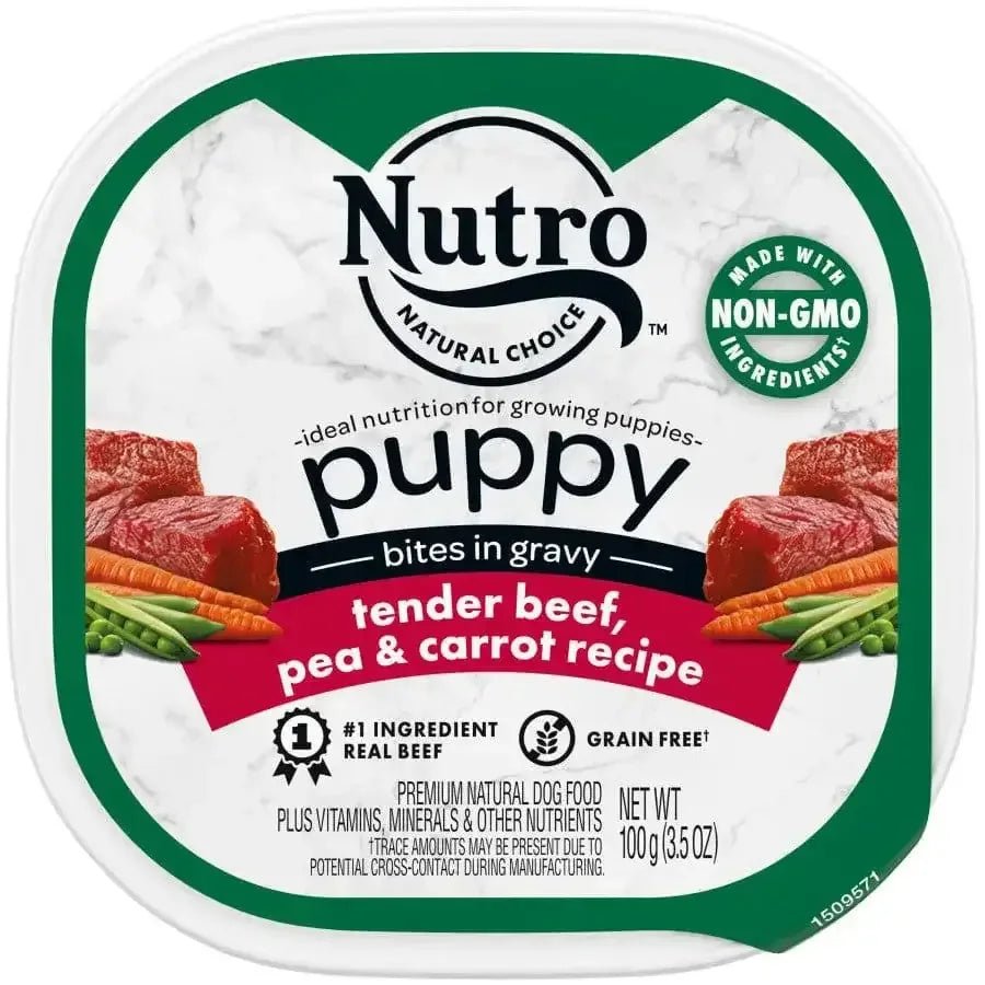 Nutro Products Grain Free Bites in Gravy Puppy Wet Dog Food Tender Beef, Pea & Carrot - Talis Us