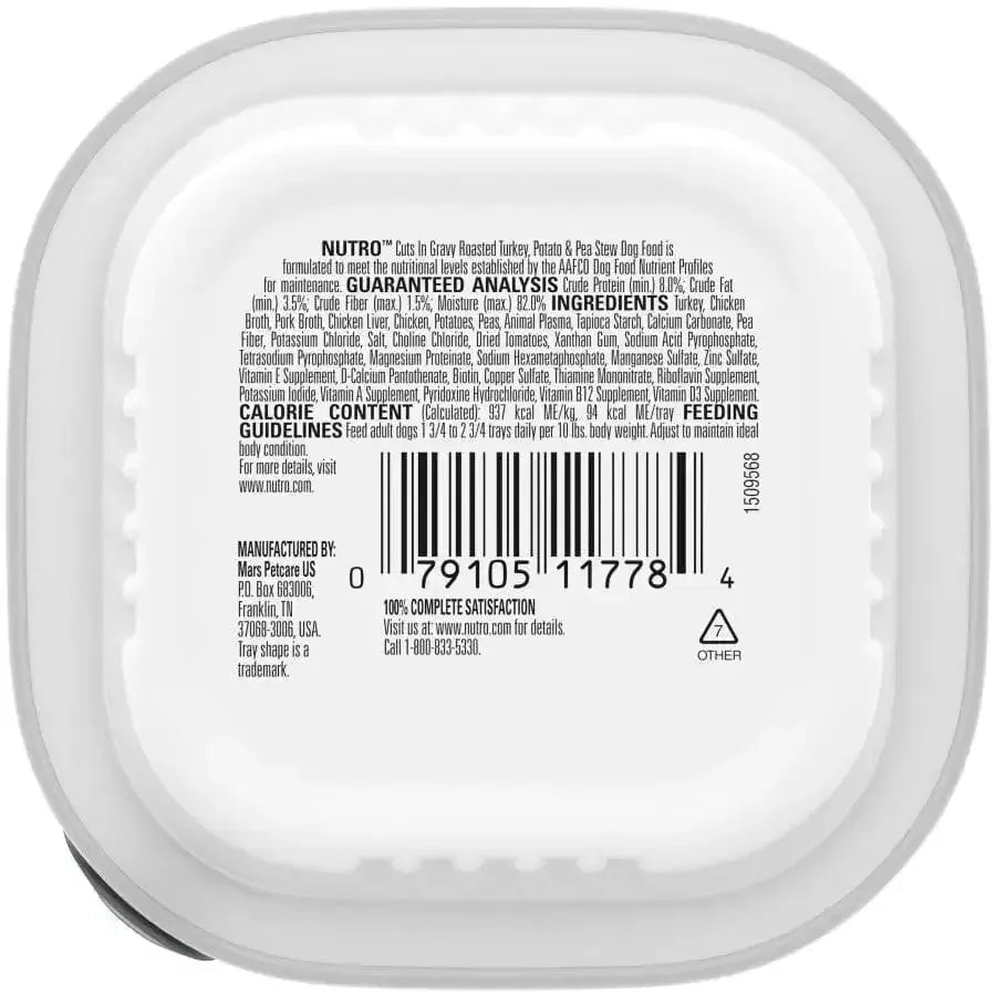 Nutro Products Grain Free Cuts in Gravy Adult Wet Dog Food Roasted Turkey, Potato & Pea Stew - Talis Us