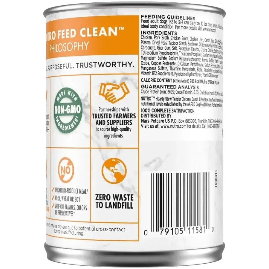 Nutro Products Hearty Stew Cuts in Gravy Adult Wet Dog Food Tender Chicken, Carrot & Pea Stew - Talis Us