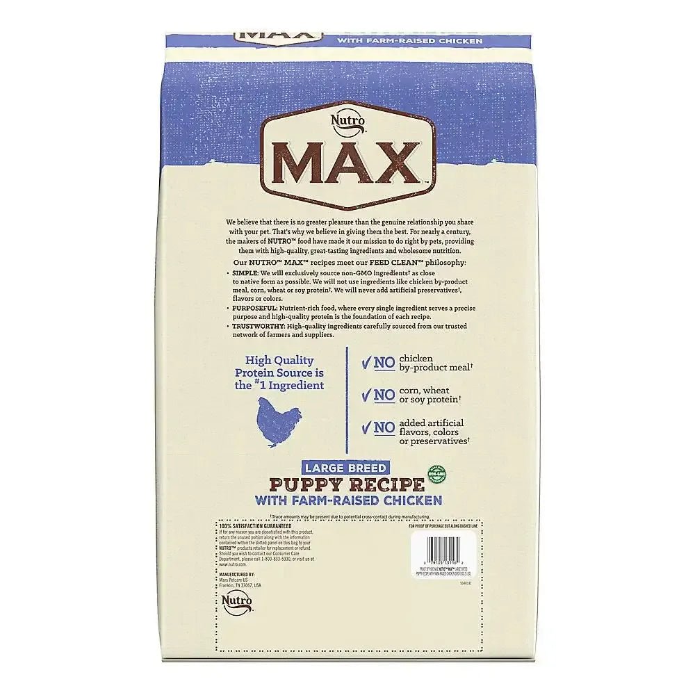 Nutro Products Max Puppy Large Breed Dry Dog Food Chicken 25 lb - Talis Us