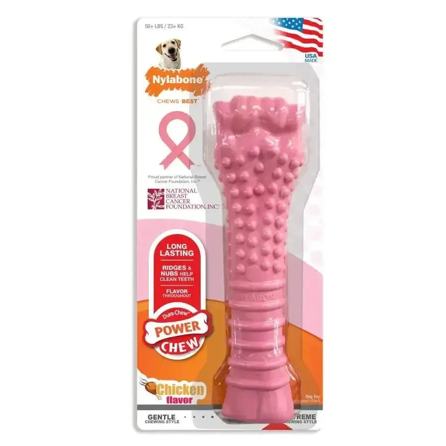 Nylabone Breast Cancer Awareness Chicken Dog Power Chew Toy - Talis Us