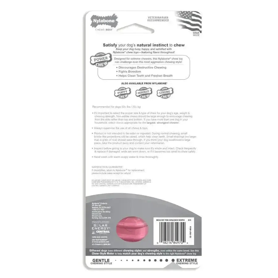 Nylabone Breast Cancer Awareness Chicken Dog Power Chew Toy - Talis Us