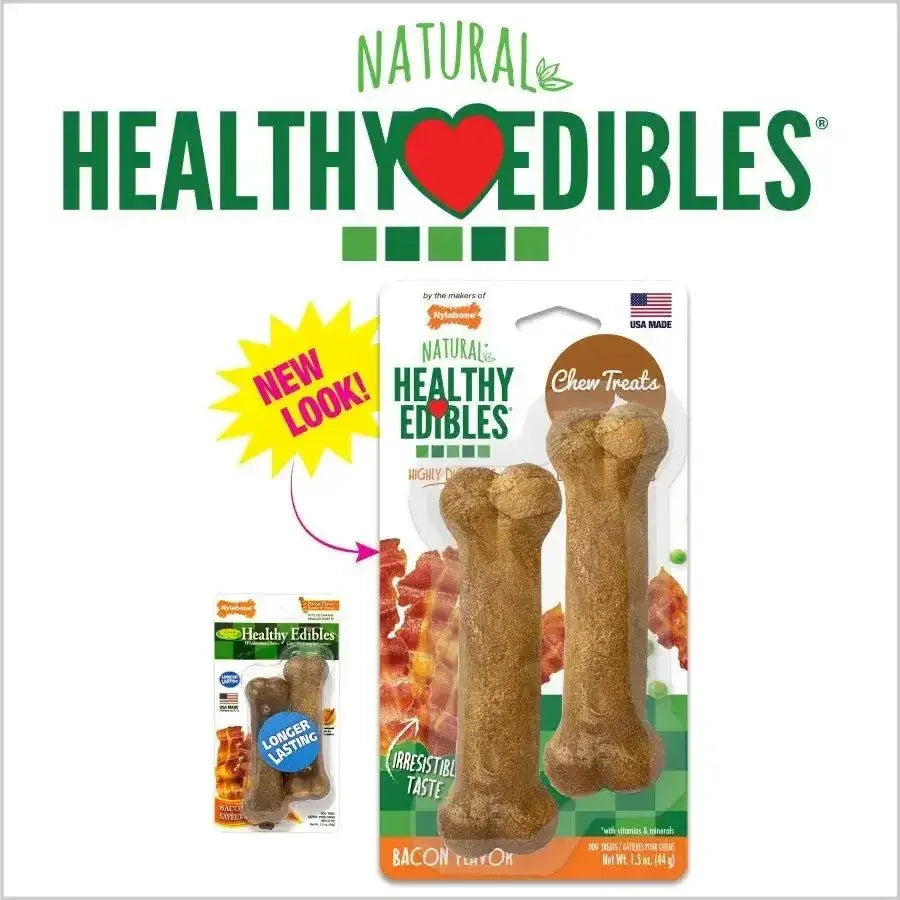 Nylabone Healthy Edibles All - Natural Long Lasting Bacon Flavor Chew Treats - Talis Us