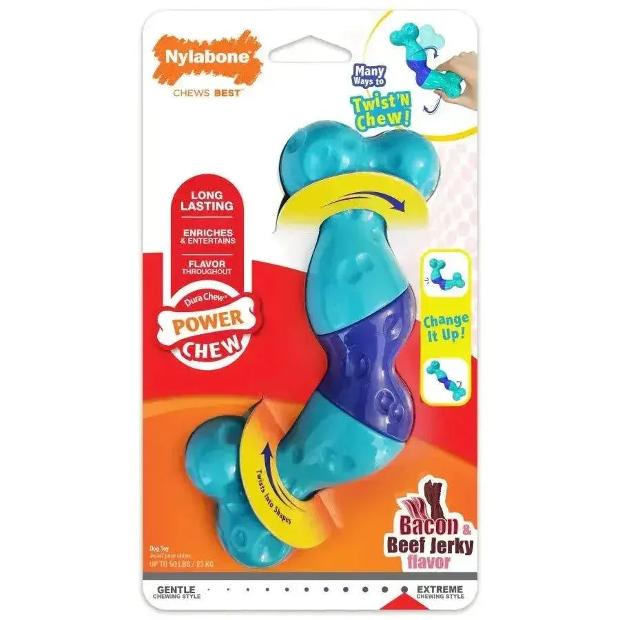 Nylabone Power Chew Twist 'N Bacon & Beef Jerky Flavor Chew Dog Toy - Talis Us