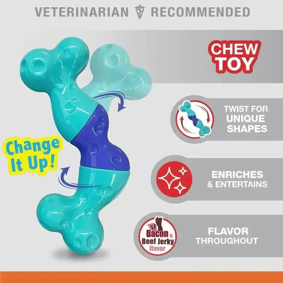 Nylabone Power Chew Twist 'N Bacon & Beef Jerky Flavor Chew Dog Toy - Talis Us
