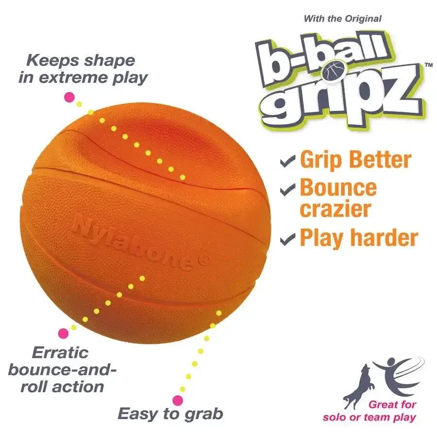 Nylabone Power Play Dog Basketball B - Ball Gripz - Talis Us