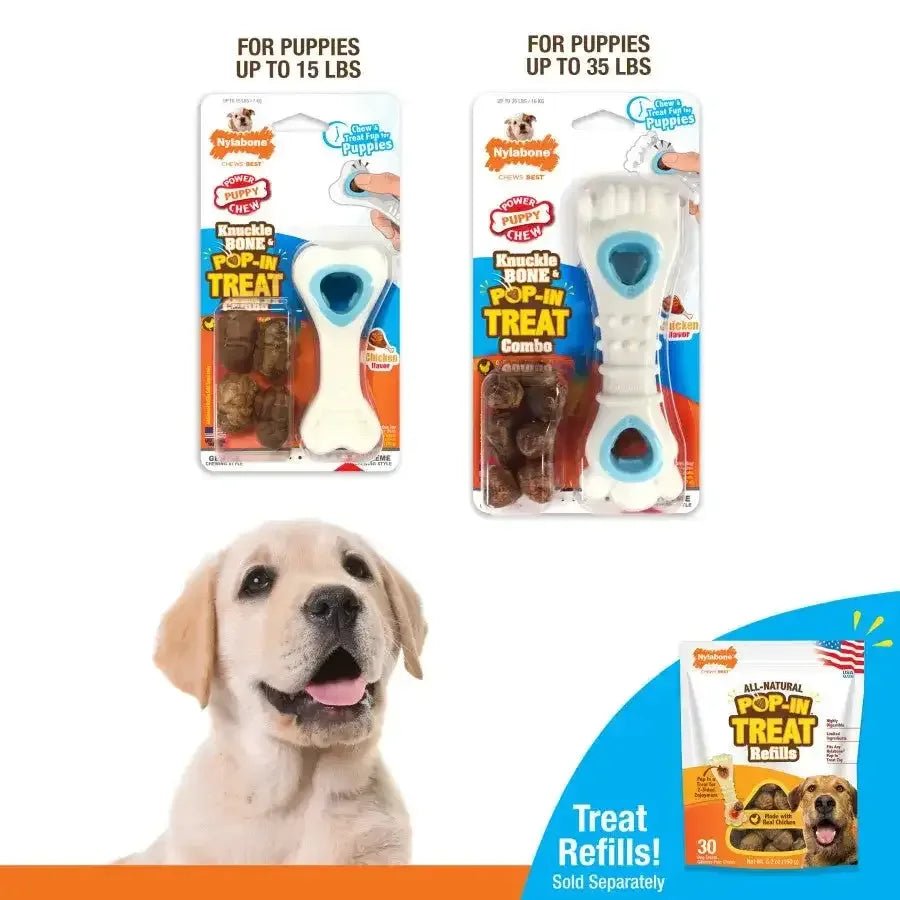 Nylabone Puppy Power Chew Knuckle Bone & Pop - In Puppy Treat Toy Combo - Talis Us