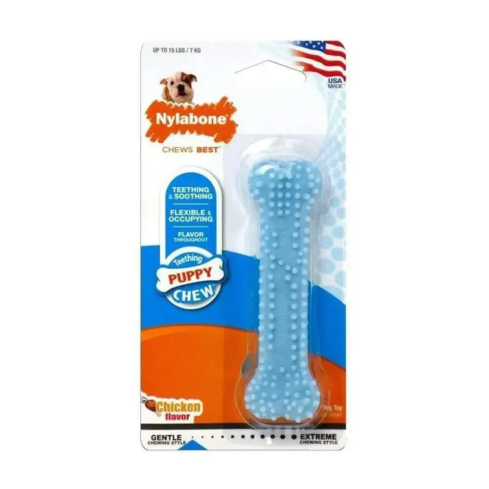 Nylabone® Teething Puppy Chews Chicken Flavor Dental Chews Puppy Toys Blue Color Petite Up to 15 Nylabone®
