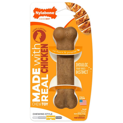 Nylabone Strong Chew Original Bone Real Chicken Dog Chew Toy - Talis Us
