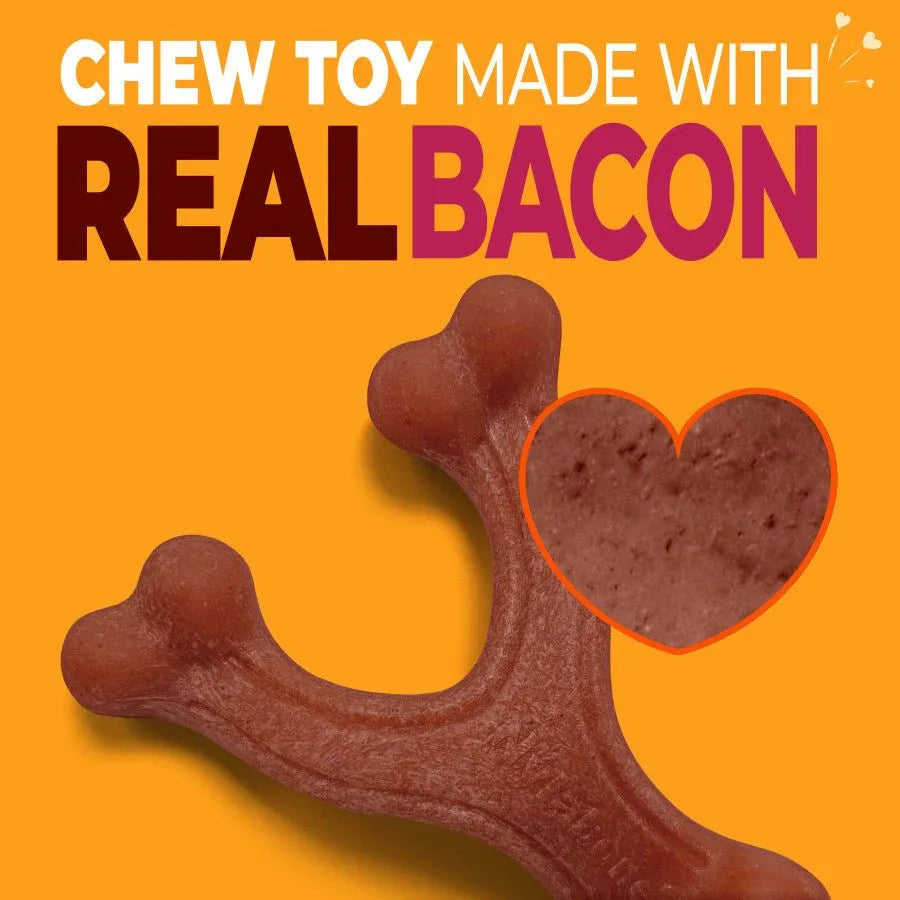 Nylabone Strong Chew Wishbone Real Bacon Dog Chew Toy - Talis Us