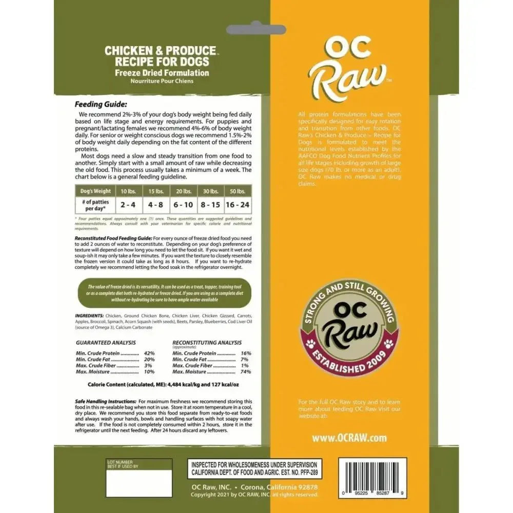OC Raw Freeze Dried Meaty Rox Chicken & Produce Sliders Dog Food - Talis Us