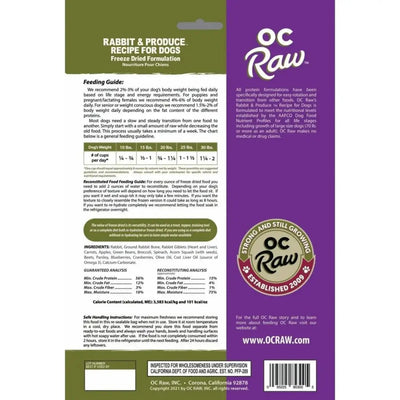 OC Raw Freeze Dried Meaty Rox Rabbit & Produce Sliders Dog Food 14oz - Talis Us