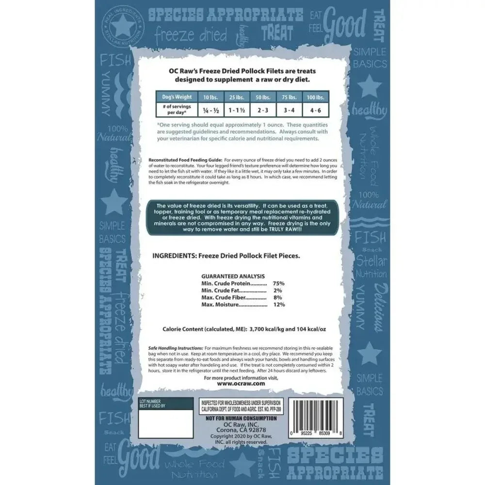 OC Raw Pollock Freeze Dried Dog Treats 3.2oz - Talis Us