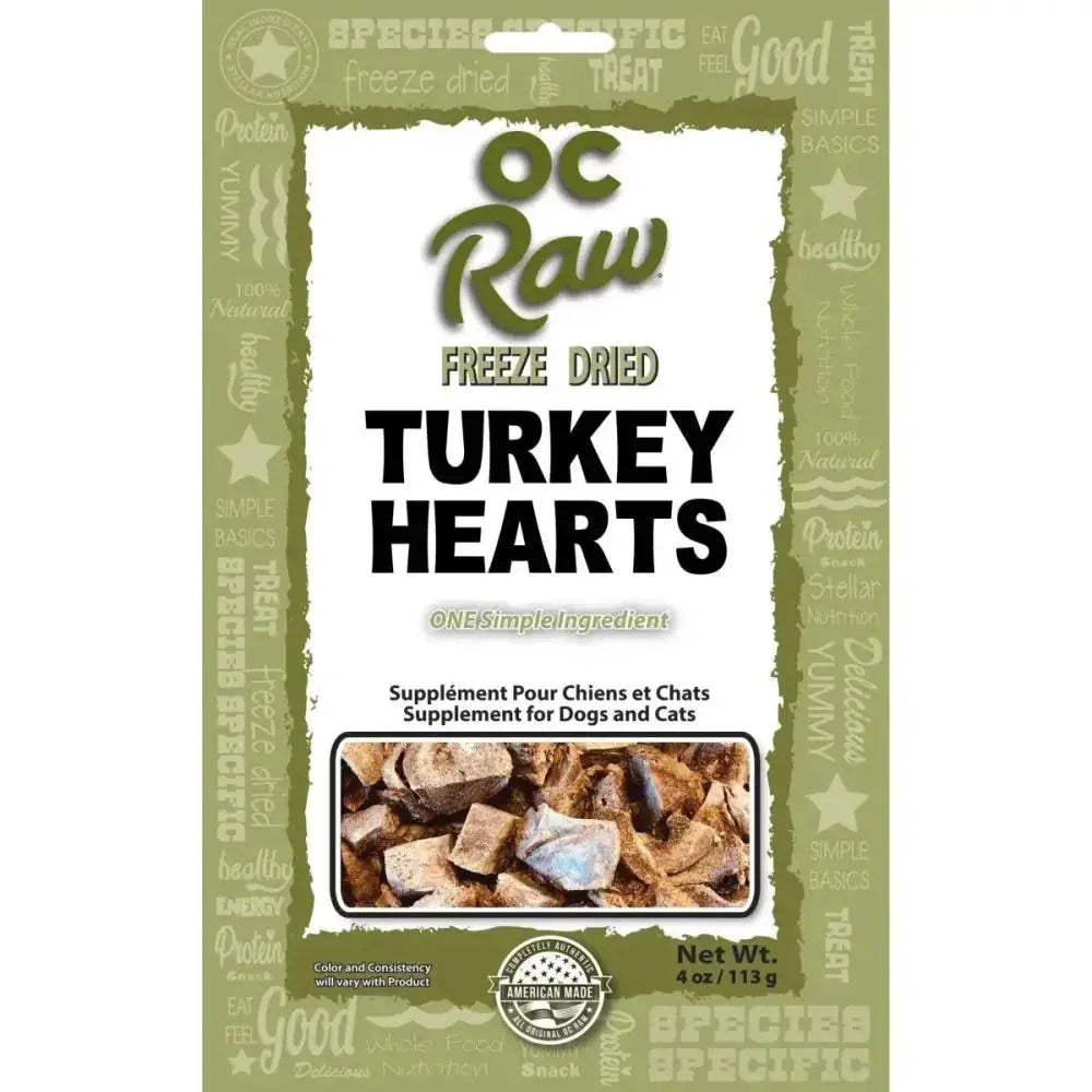 OC Raw Turkey Hearts Freeze Dried Dog Treats 4oz - Talis Us
