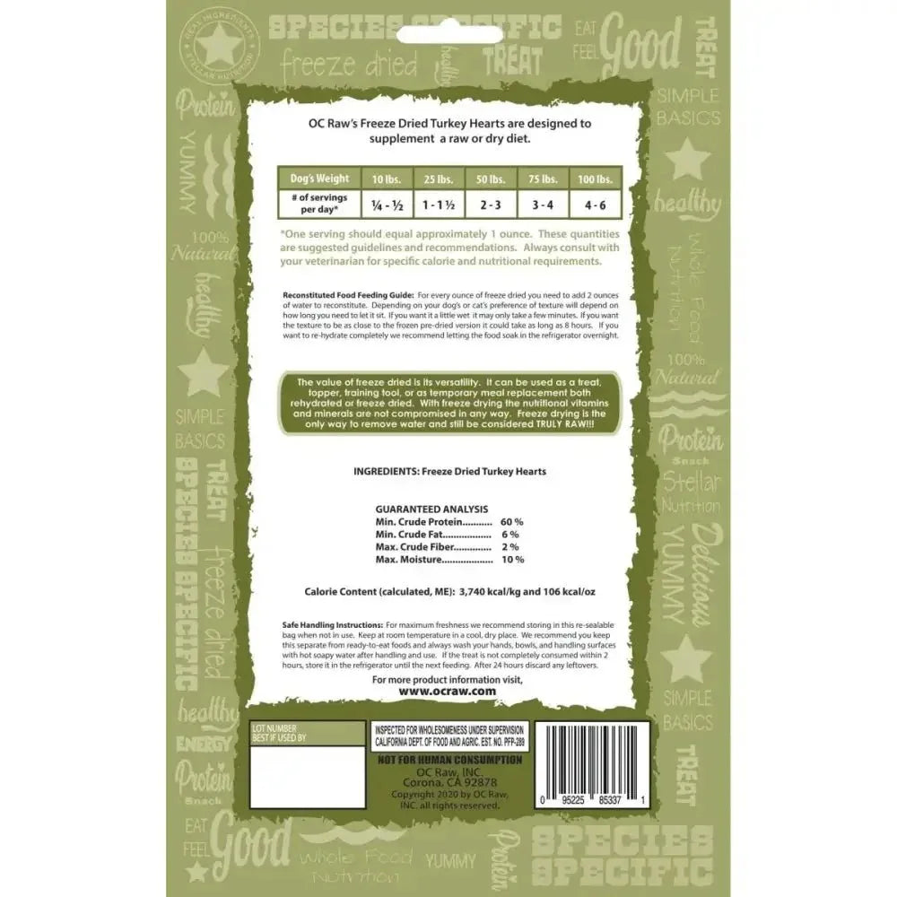 OC Raw Turkey Hearts Freeze Dried Dog Treats 4oz - Talis Us