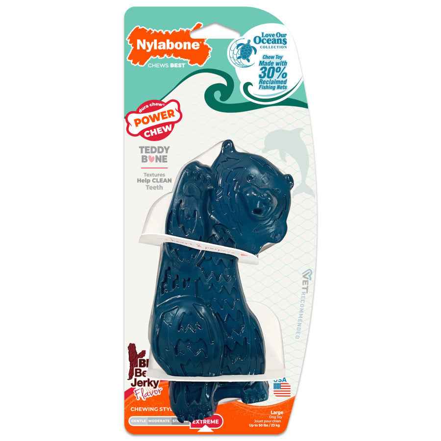 Nylabone Power Chew Love Our Oceans Teddy Bear Bone Dog Chew Toy